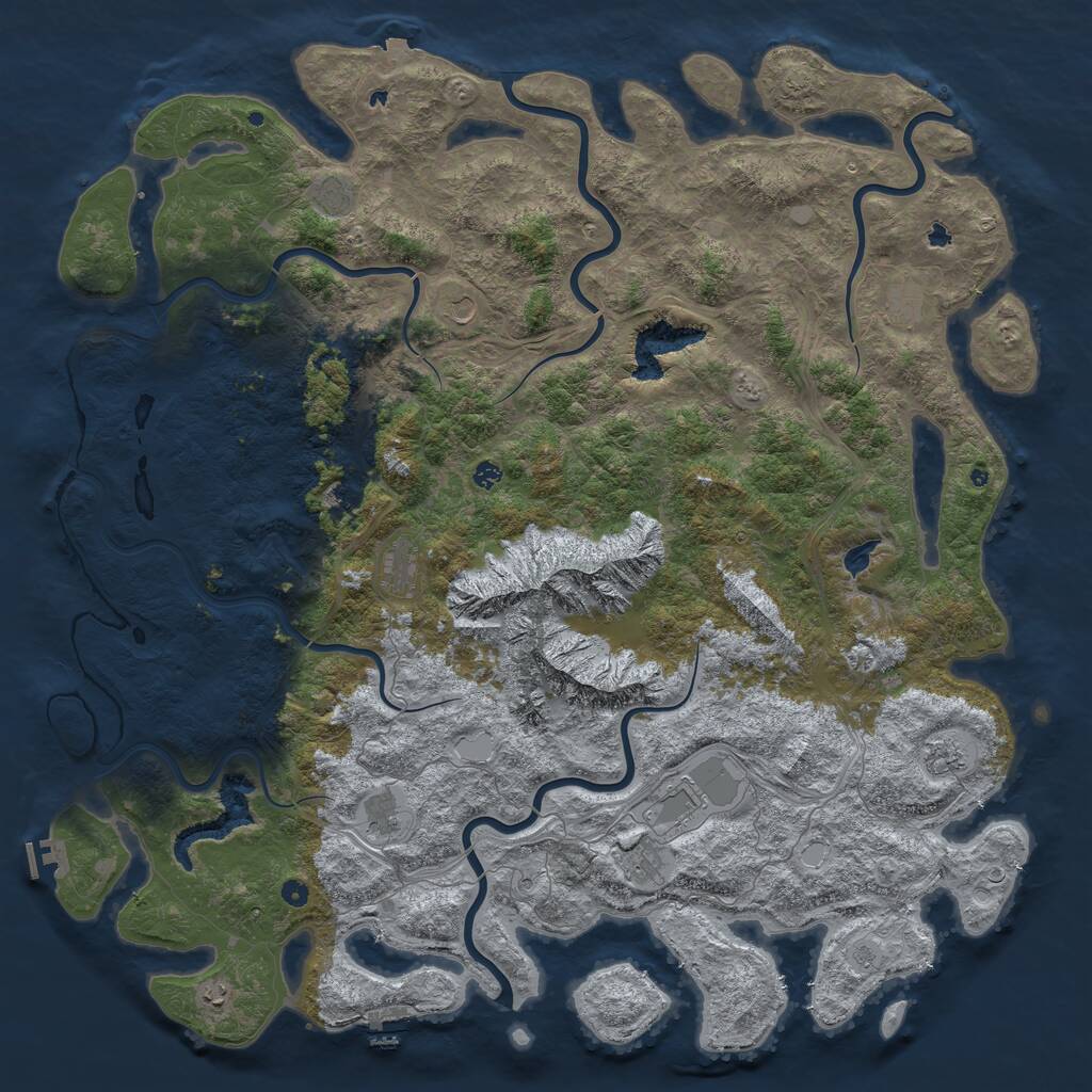 Rust Map: Procedural Map, Size: 6000, Seed: 120359698, 17 Monuments
