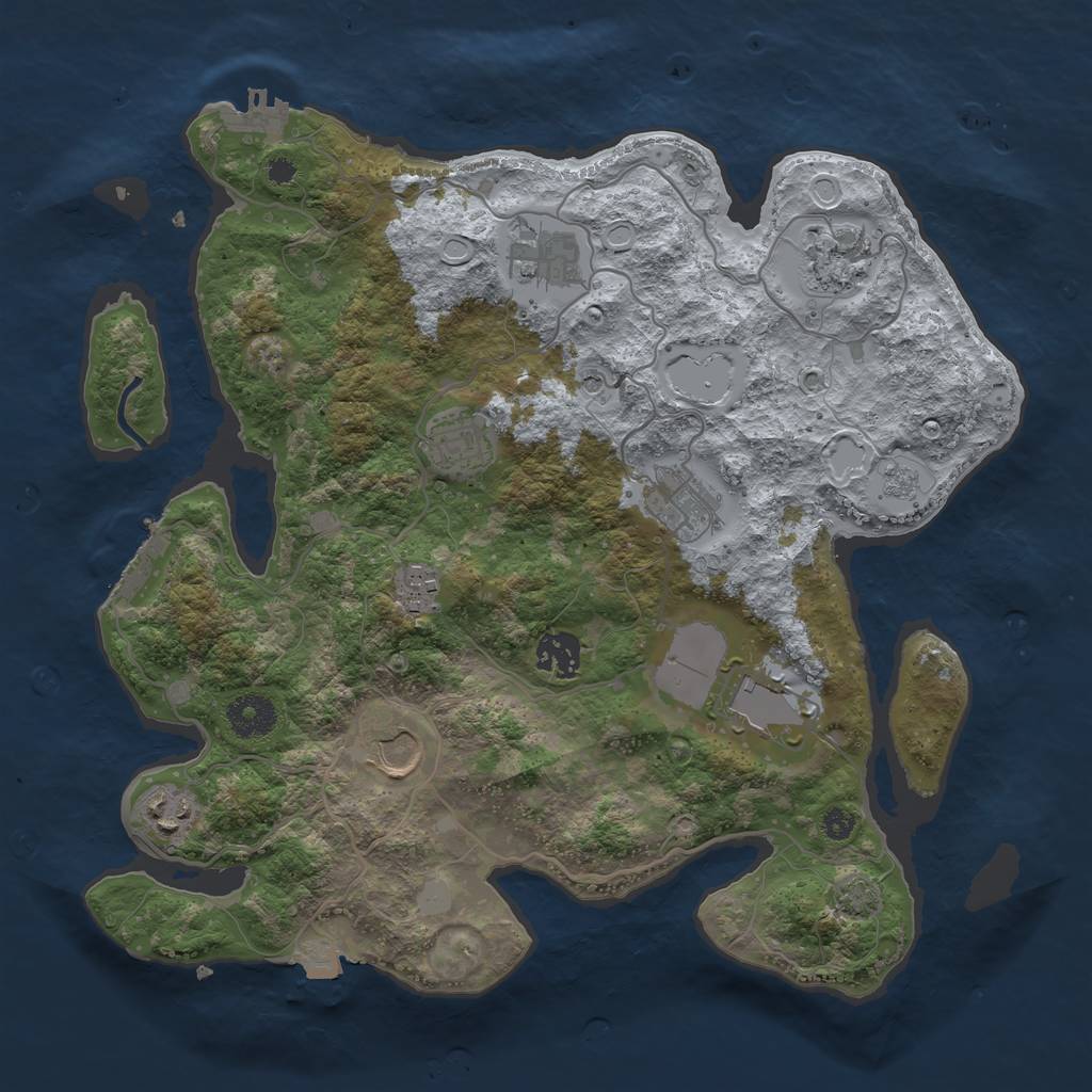 Rust Map: Procedural Map, Size: 3500, Seed: 1416487725, 17 Monuments
