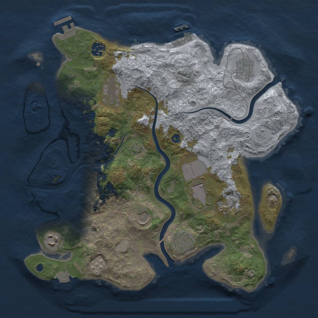 Rust Map: Procedural Map, Size: 3500, Seed: 1416487725, 15 Monuments