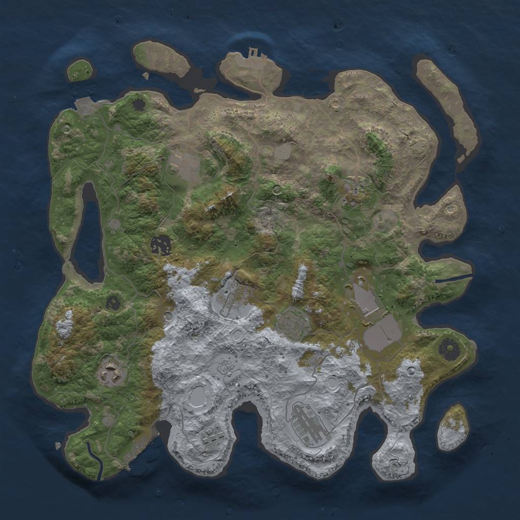 Rust Map: Procedural Map, Size: 3600, Seed: 741692001, 17 Monuments