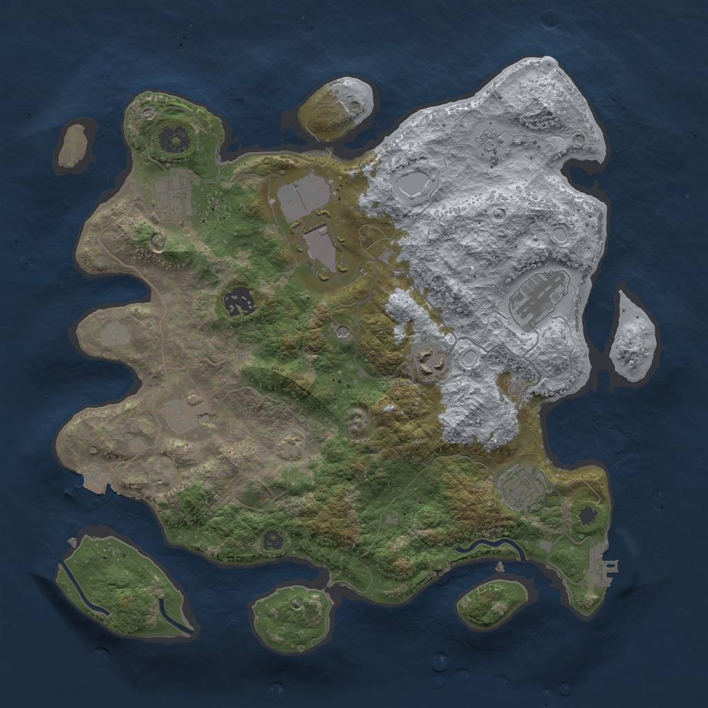 Rust Map: Procedural Map, Size: 3500, Seed: 1405142579, 14 Monuments