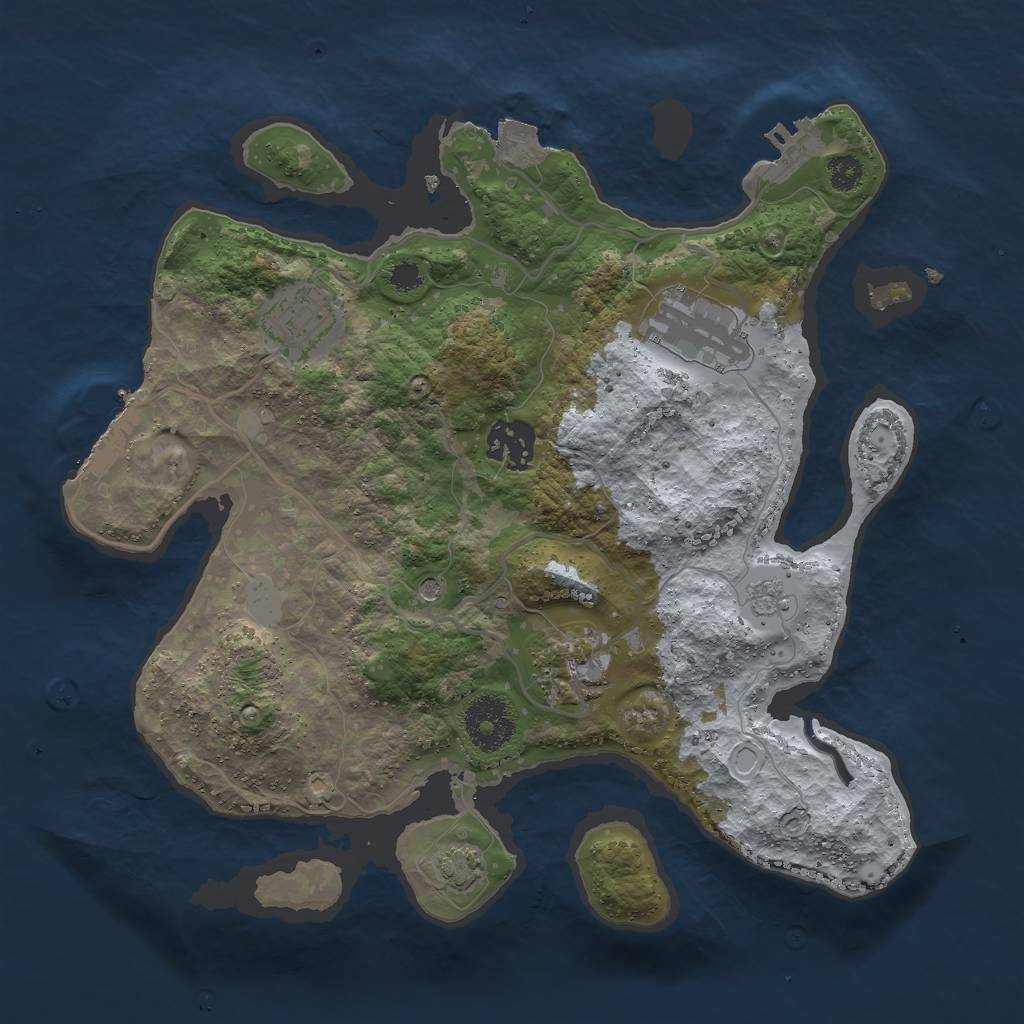 Rust Map: Procedural Map, Size: 3000, Seed: 11935, 12 Monuments