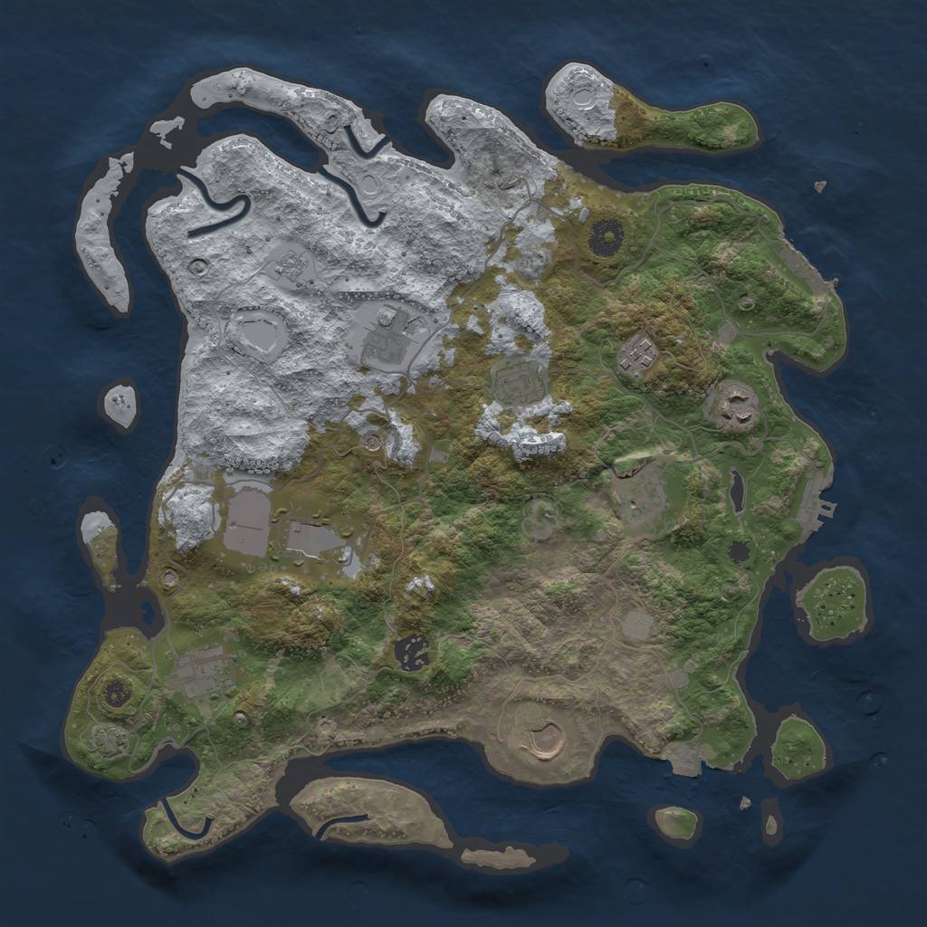 Rust Map: Procedural Map, Size: 3750, Seed: 629462, 17 Monuments