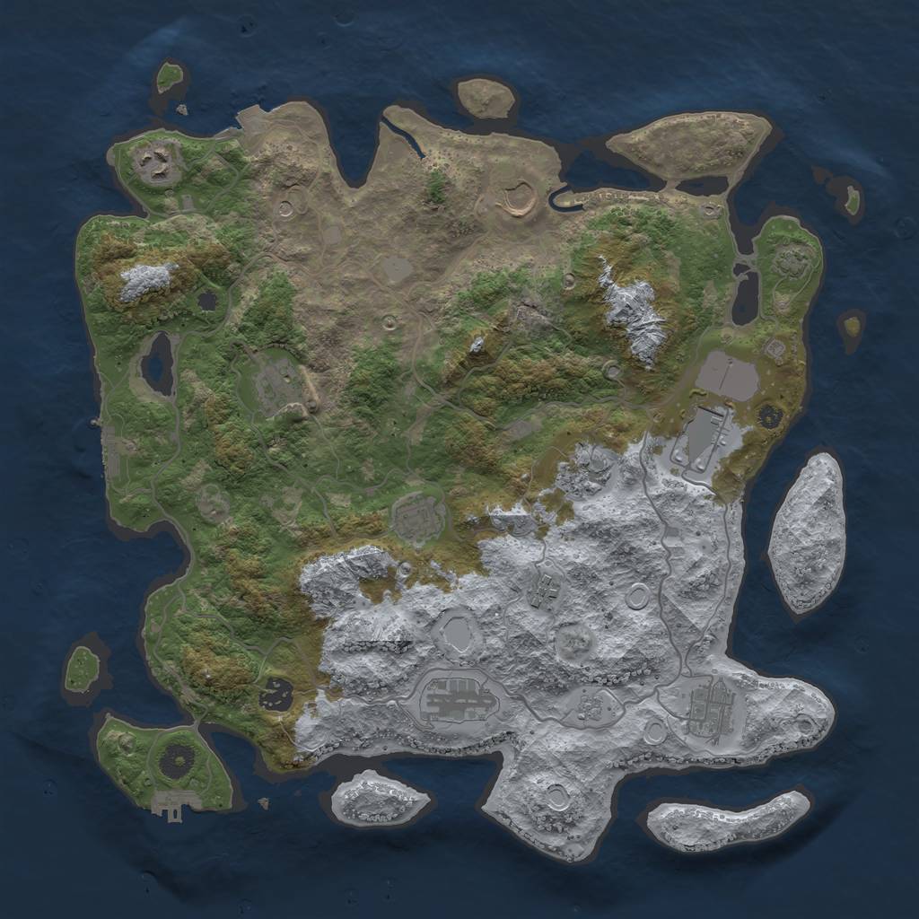 Rust Map: Procedural Map, Size: 4000, Seed: 47636938, 18 Monuments