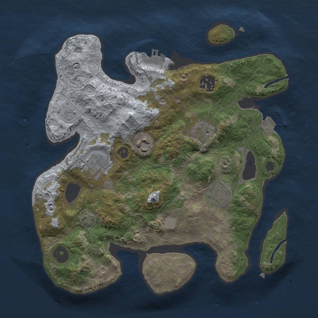 Rust Map: Procedural Map, Size: 3000, Seed: 15664, 12 Monuments