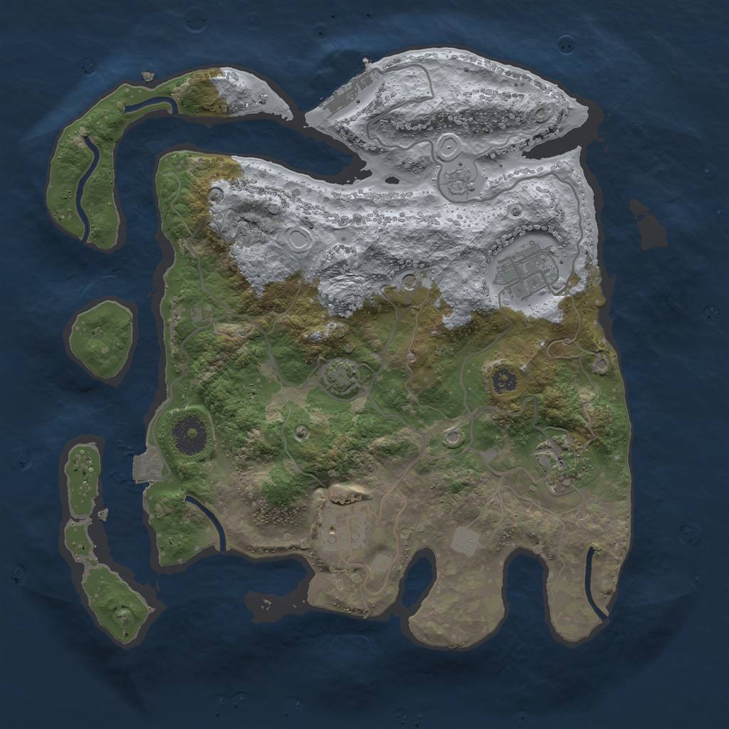 Rust Map: Procedural Map, Size: 3000, Seed: 3994544, 10 Monuments