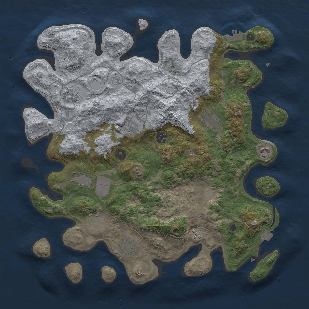 Rust Map: Procedural Map, Size: 4000, Seed: 1620746933, 16 Monuments