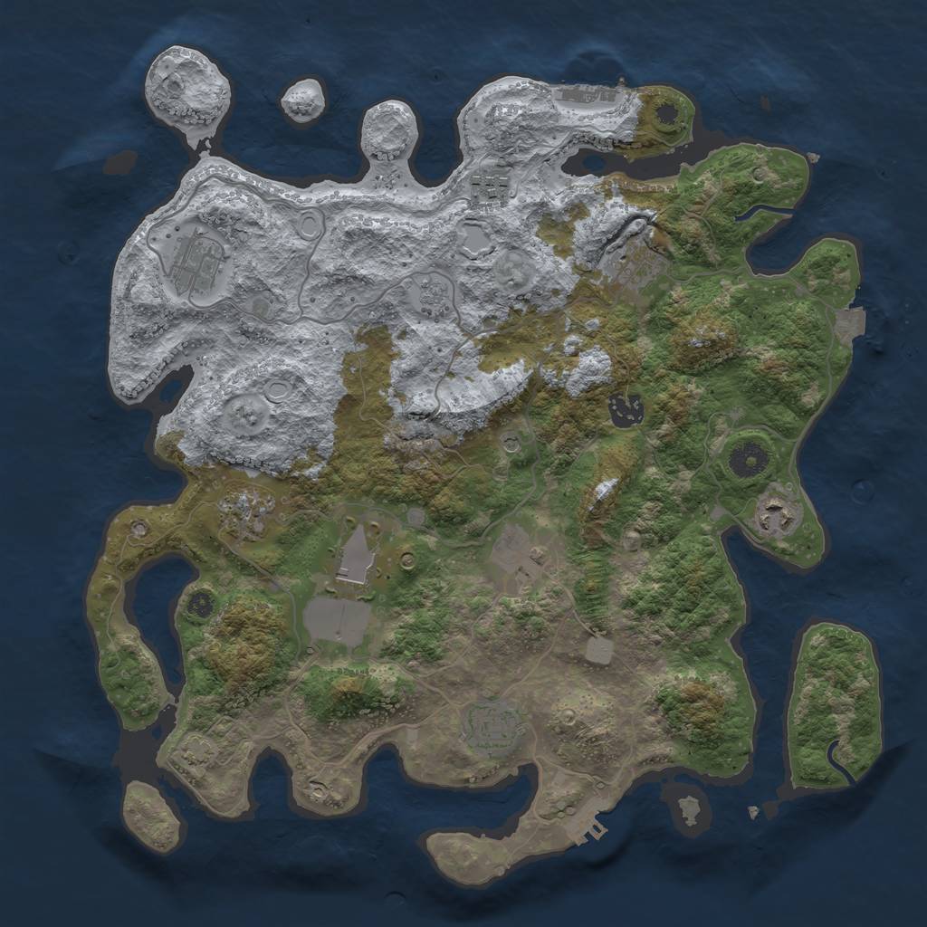 Rust Map: Procedural Map, Size: 3800, Seed: 1445805897, 17 Monuments