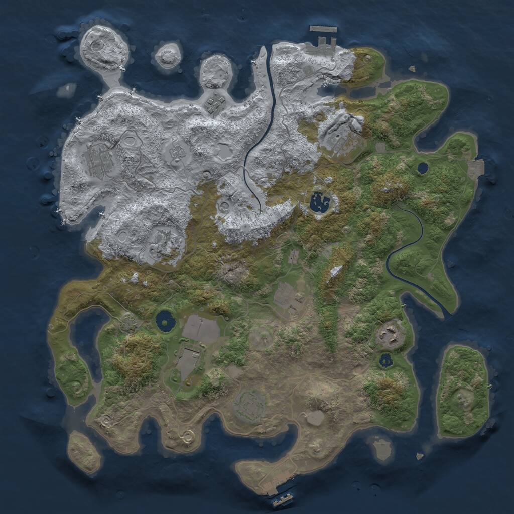 Rust Map: Procedural Map, Size: 3800, Seed: 1445805897, 15 Monuments