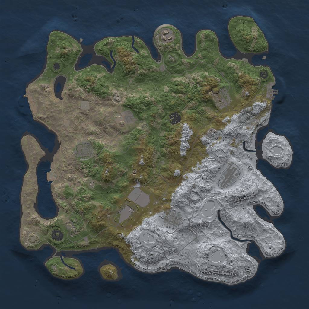Rust Map: Procedural Map, Size: 3875, Seed: 1751762139, 18 Monuments