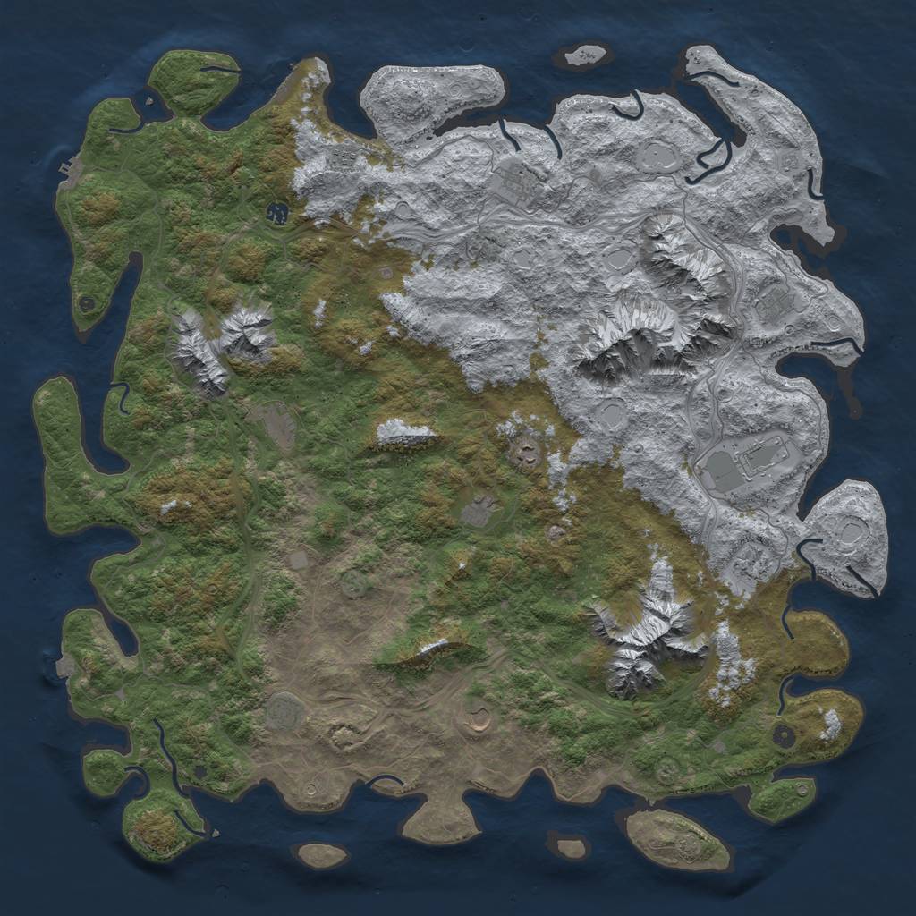 Rust Map: Procedural Map, Size: 6000, Seed: 662188847, 19 Monuments