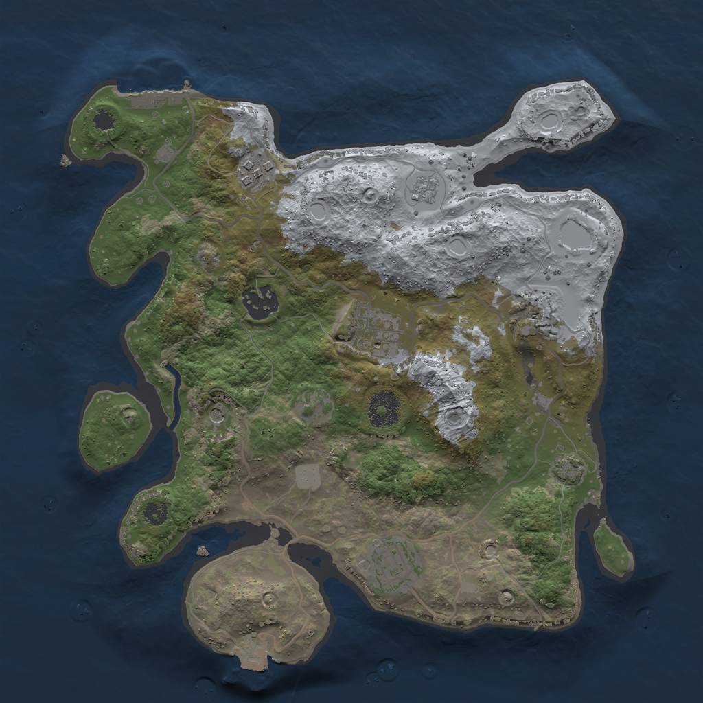 Rust Map: Procedural Map, Size: 3000, Seed: 1977256610, 12 Monuments