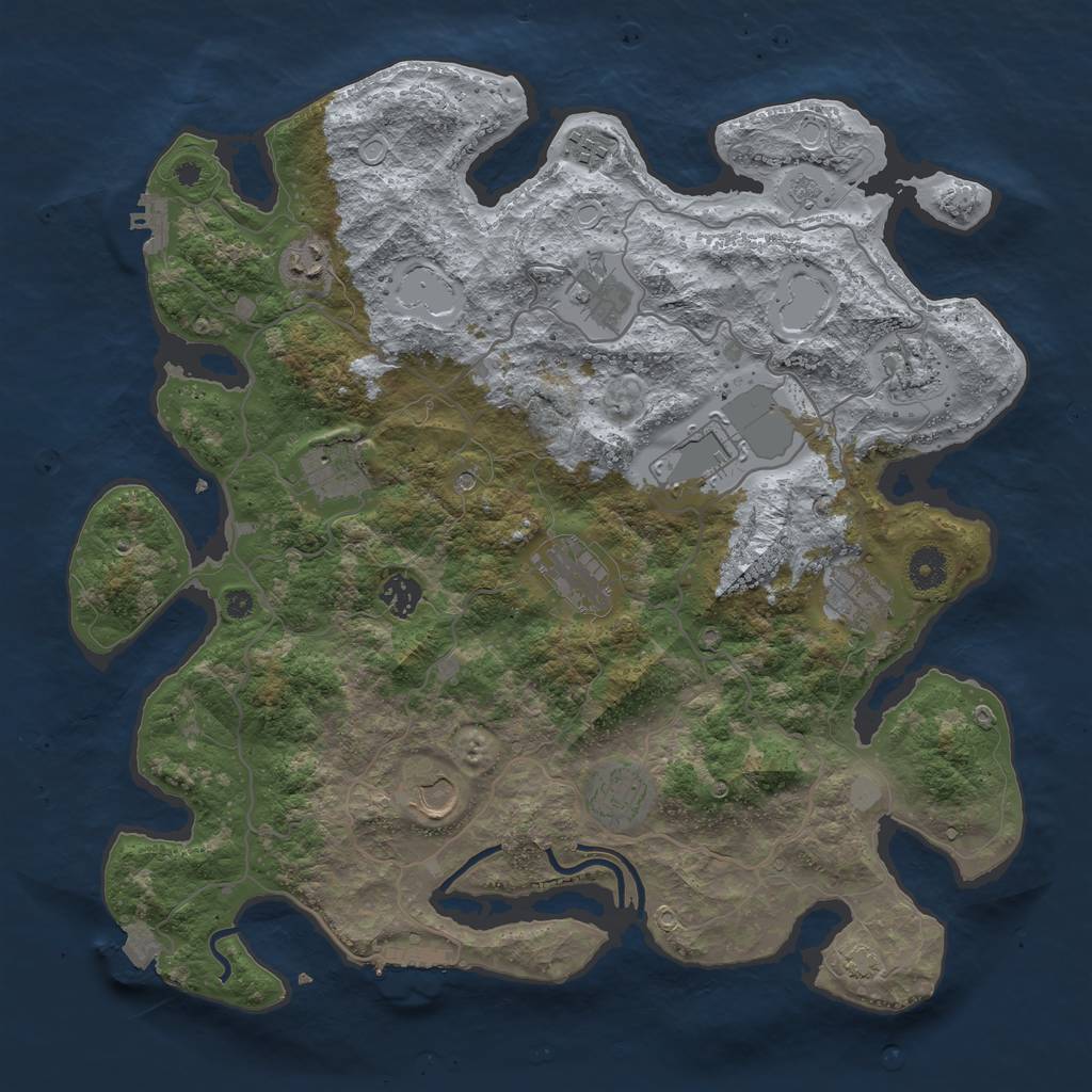 Rust Map: Procedural Map, Size: 4000, Seed: 344887225, 19 Monuments