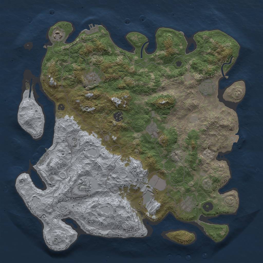 Rust Map: Procedural Map, Size: 4000, Seed: 804905346, 17 Monuments