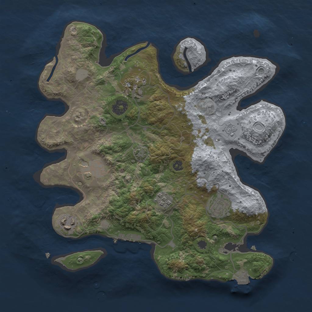 Rust Map: Procedural Map, Size: 3000, Seed: 568748562, 11 Monuments