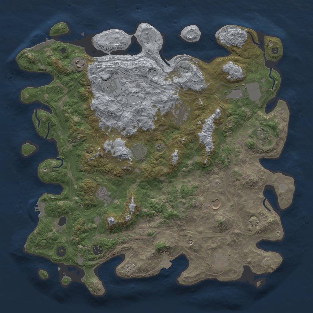 Rust Map: Procedural Map, Size: 4500, Seed: 1330198130, 19 Monuments
