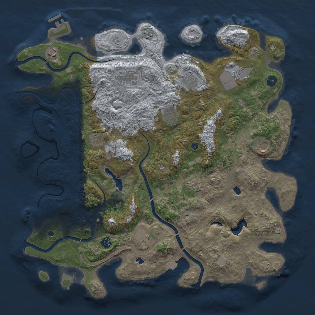 Rust Map: Procedural Map, Size: 4500, Seed: 1330198130, 17 Monuments
