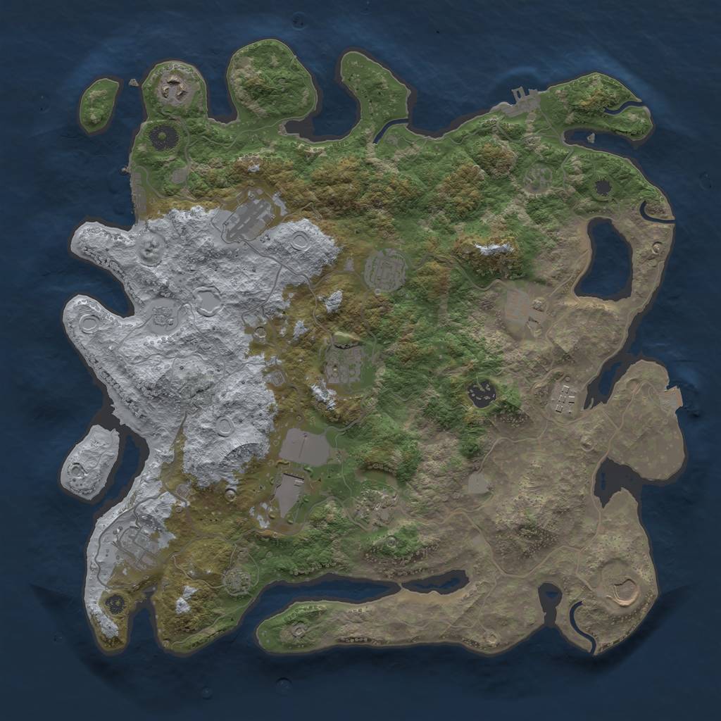 Rust Map: Procedural Map, Size: 3950, Seed: 99014499, 19 Monuments
