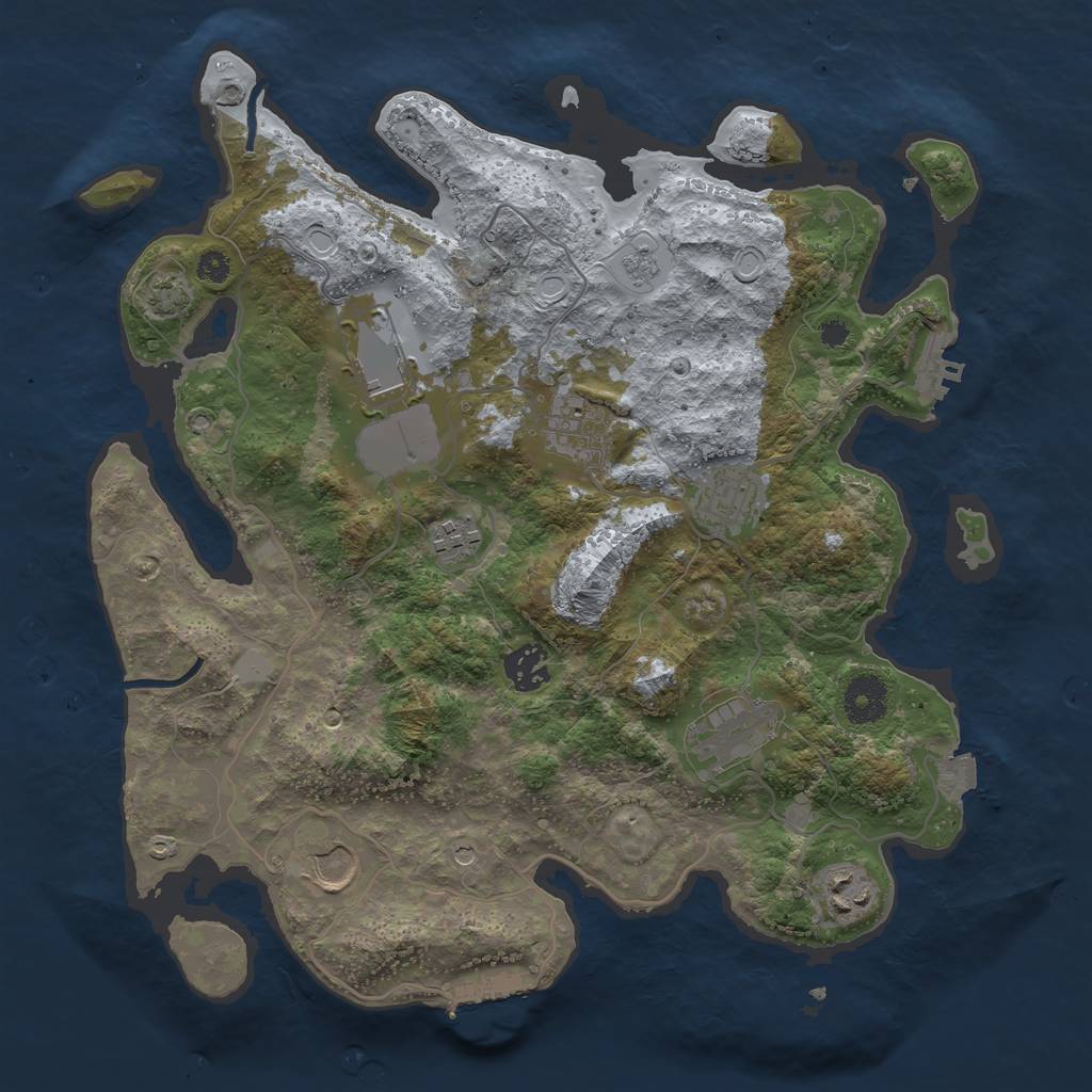 Rust Map: Procedural Map, Size: 3500, Seed: 20491, 16 Monuments