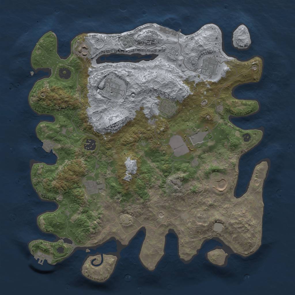Rust Map: Procedural Map, Size: 3650, Seed: 61205003, 17 Monuments