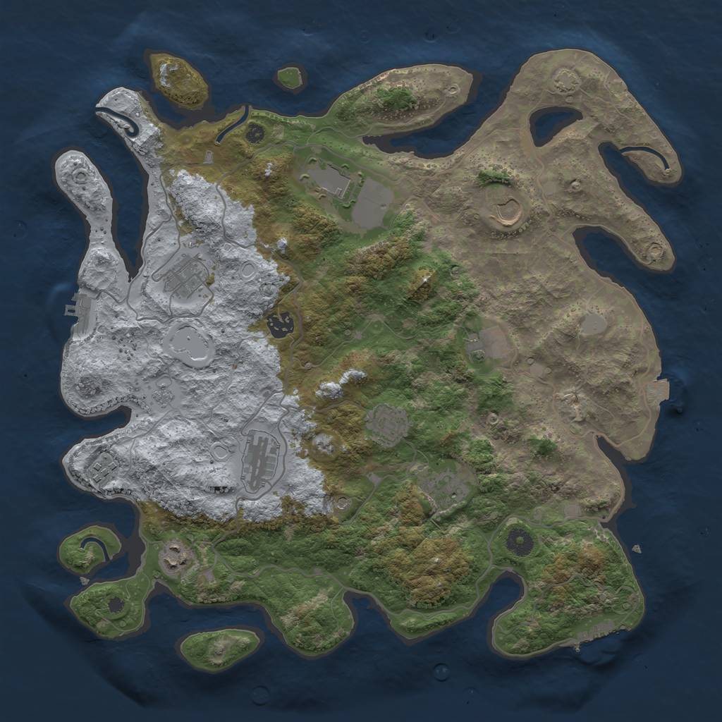 Rust Map: Procedural Map, Size: 4000, Seed: 1086101702, 18 Monuments
