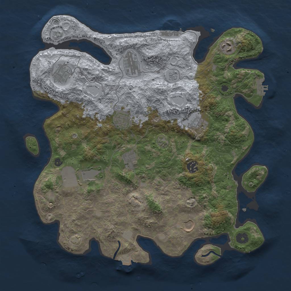 Rust Map: Procedural Map, Size: 3700, Seed: 254539615, 17 Monuments