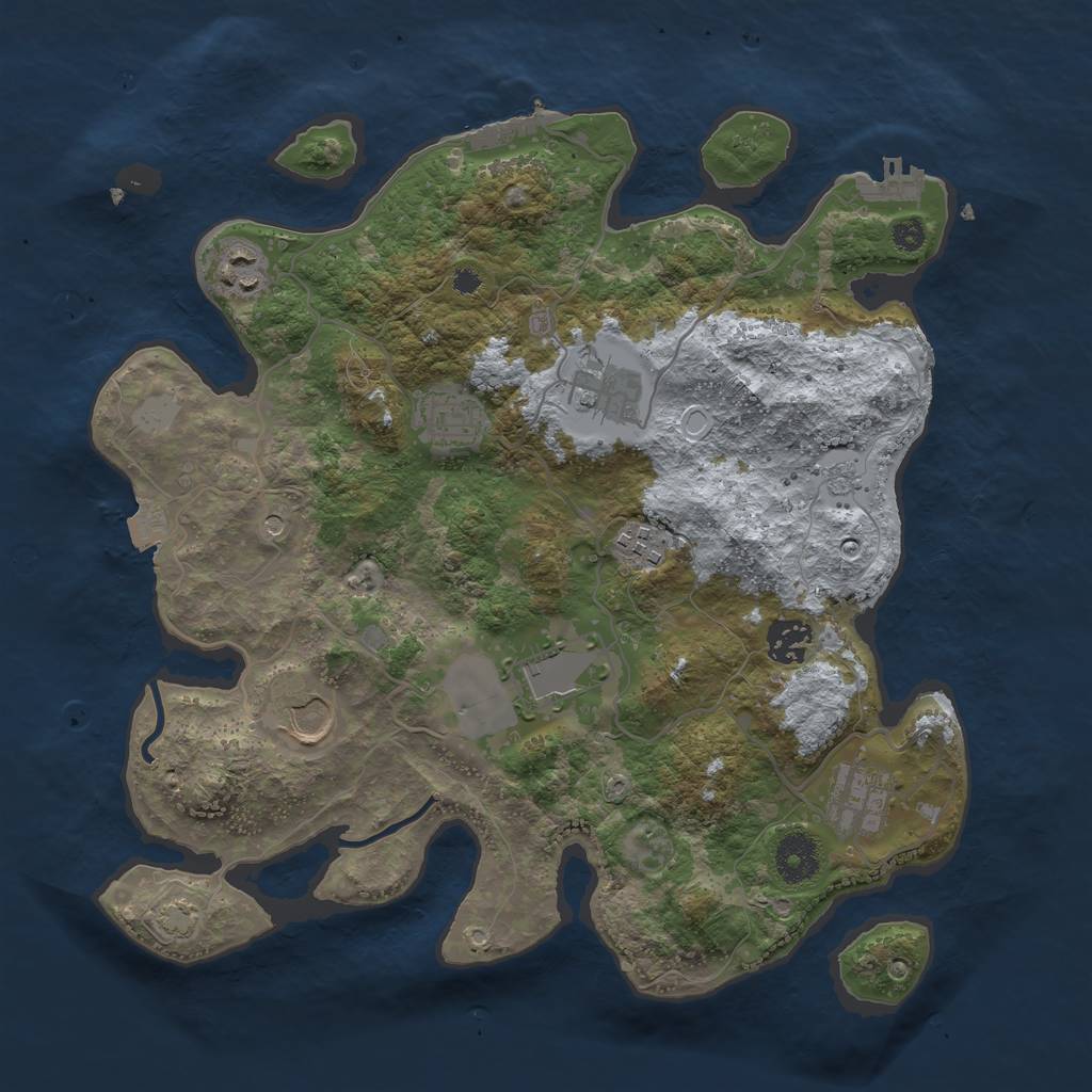 Rust Map: Procedural Map, Size: 3500, Seed: 52000, 16 Monuments
