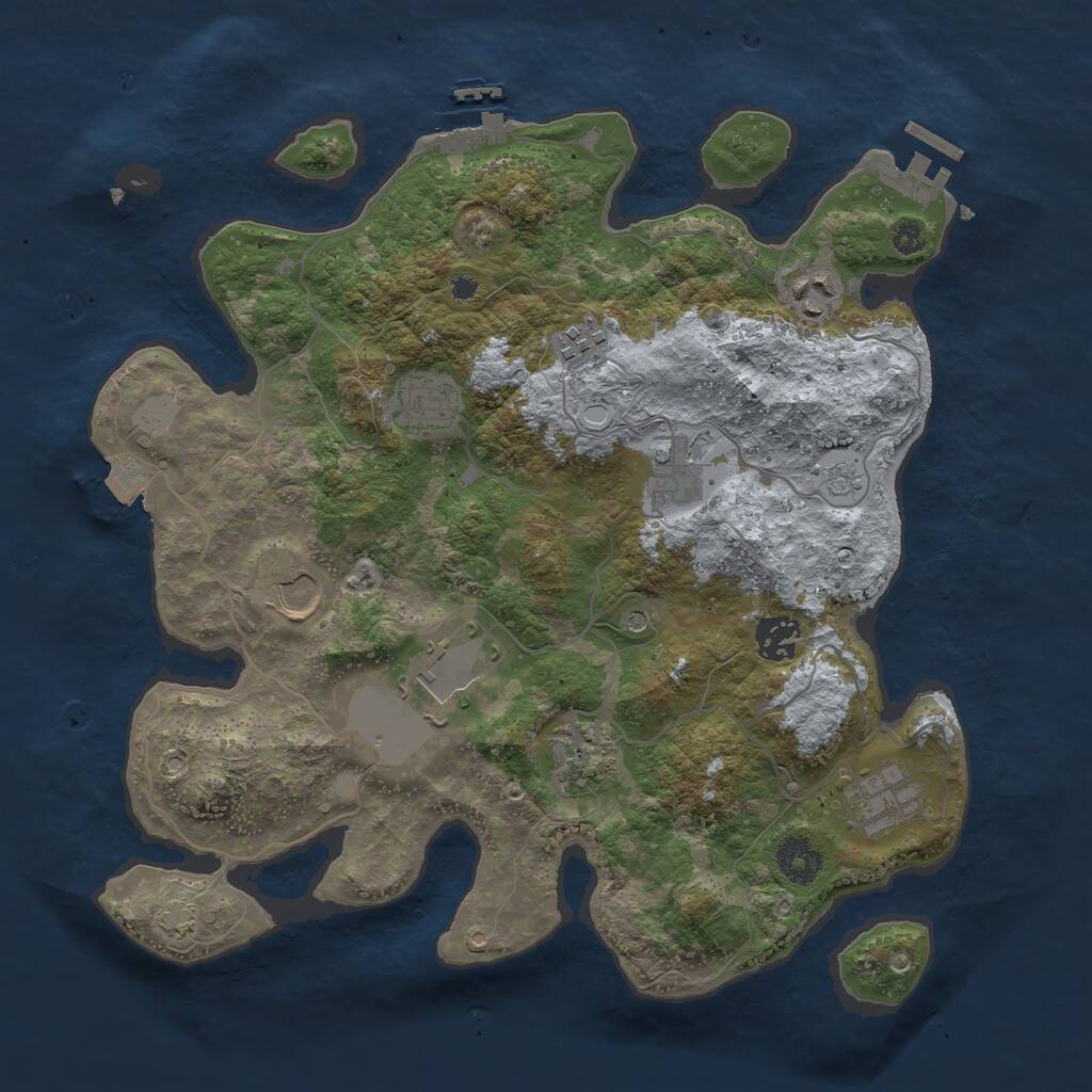 Rust Map: Procedural Map, Size: 3500, Seed: 52000, 15 Monuments
