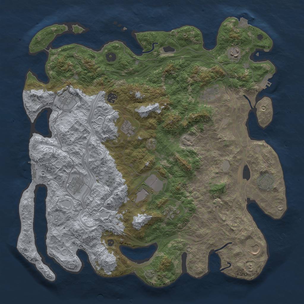 Rust Map: Procedural Map, Size: 4500, Seed: 1238715071, 19 Monuments