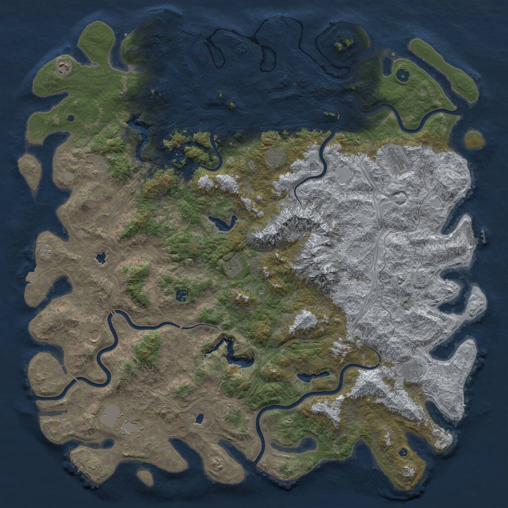 Rust Map: Procedural Map, Size: 6000, Seed: 30297458, 17 Monuments