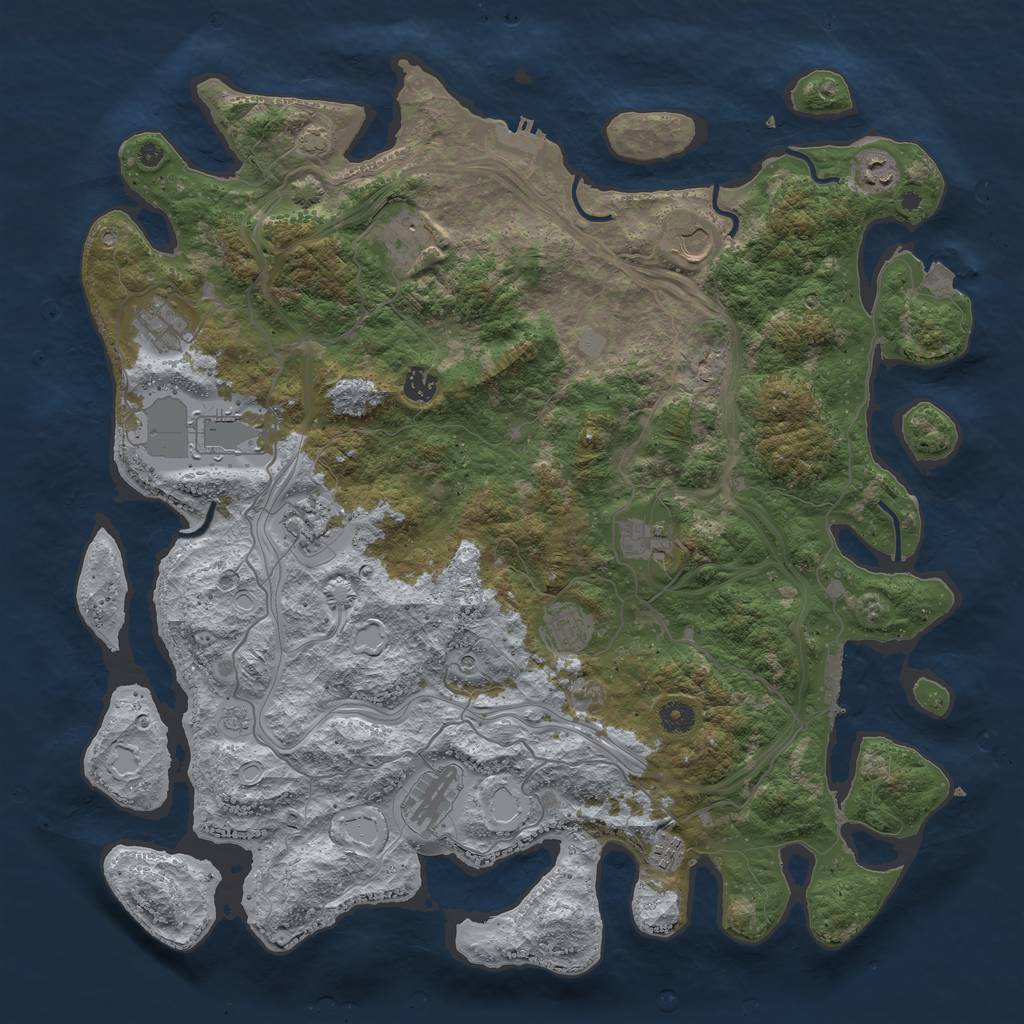 Rust Map: Procedural Map, Size: 4500, Seed: 5328026, 19 Monuments