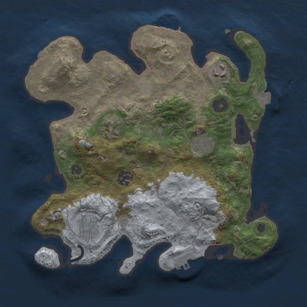 Rust Map: Procedural Map, Size: 3000, Seed: 94117, 12 Monuments