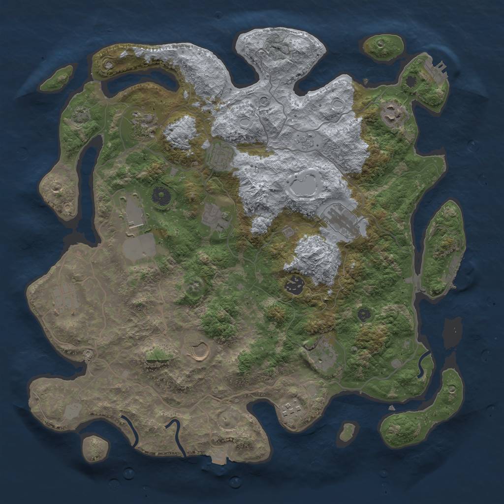 Rust Map: Procedural Map, Size: 4000, Seed: 9283472, 19 Monuments