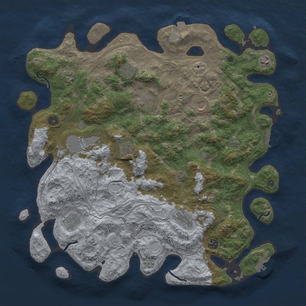 Rust Map: Procedural Map, Size: 4500, Seed: 1377119019, 19 Monuments