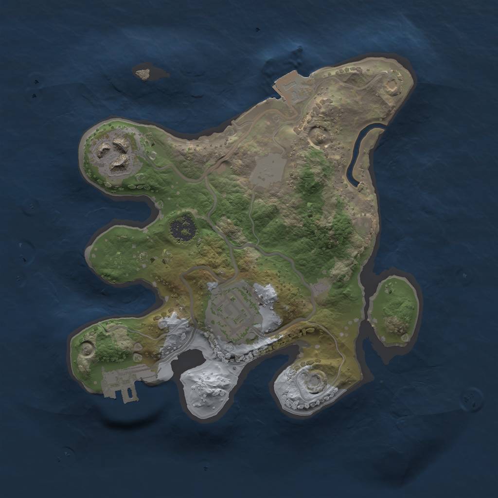 Rust Map: Procedural Map, Size: 2000, Seed: 1380984344, 6 Monuments