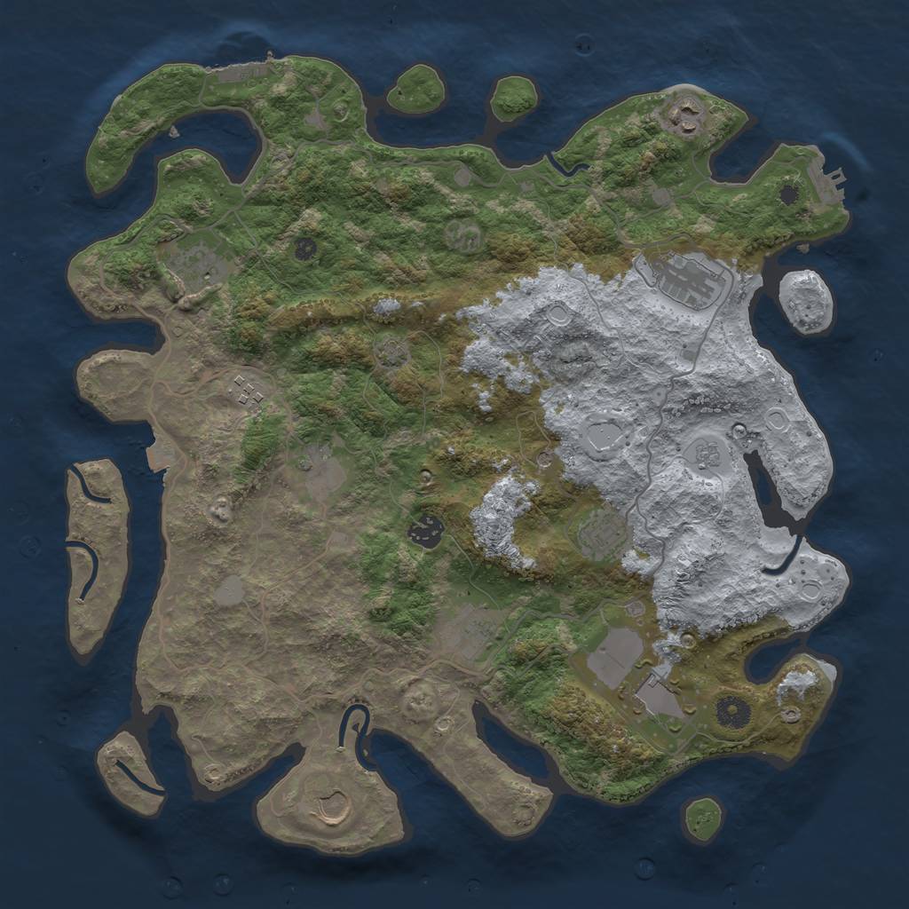 Rust Map: Procedural Map, Size: 4000, Seed: 60496899, 18 Monuments