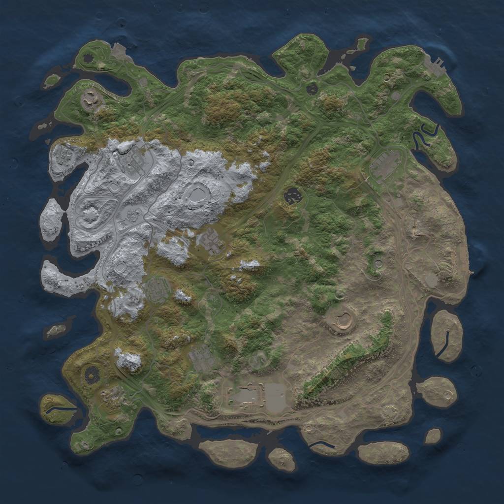 Rust Map: Procedural Map, Size: 4500, Seed: 1181427964, 19 Monuments