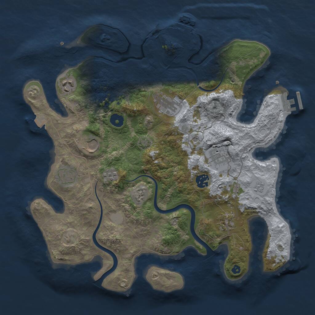 Rust Map: Procedural Map, Size: 3500, Seed: 692297227, 14 Monuments