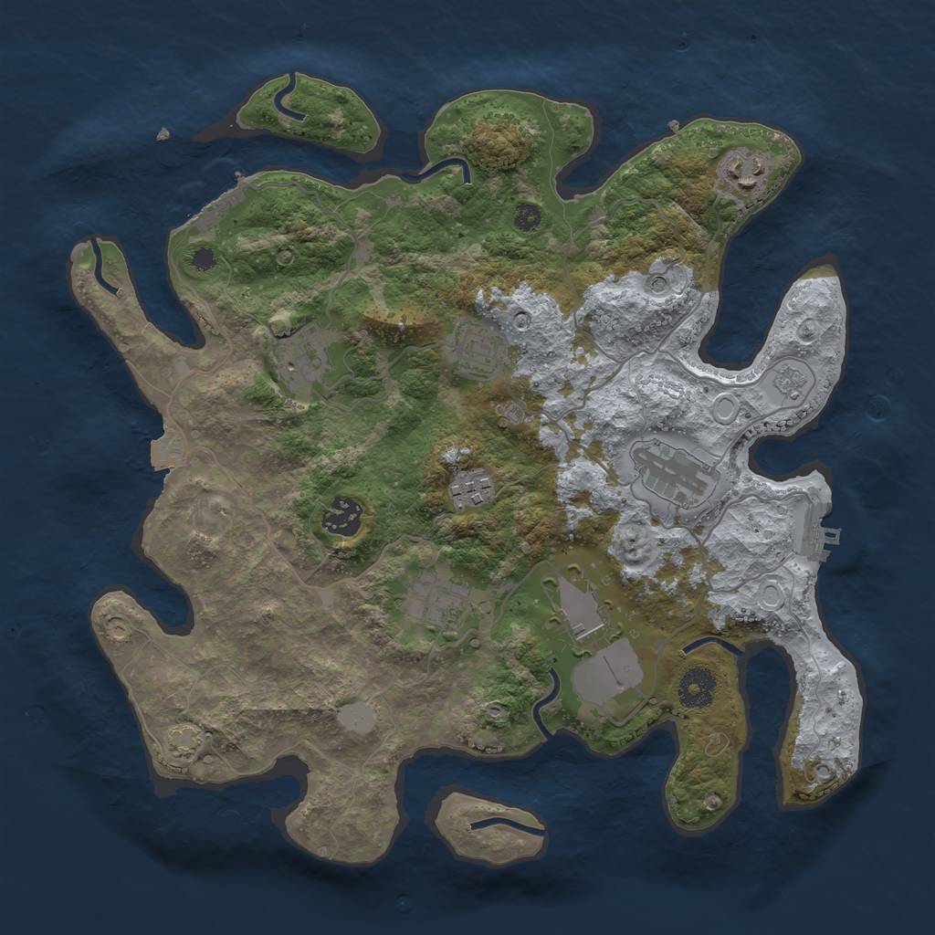 Rust Map: Procedural Map, Size: 3500, Seed: 692297227, 16 Monuments