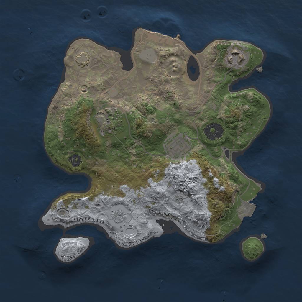 Rust Map: Procedural Map, Size: 2500, Seed: 751968, 10 Monuments