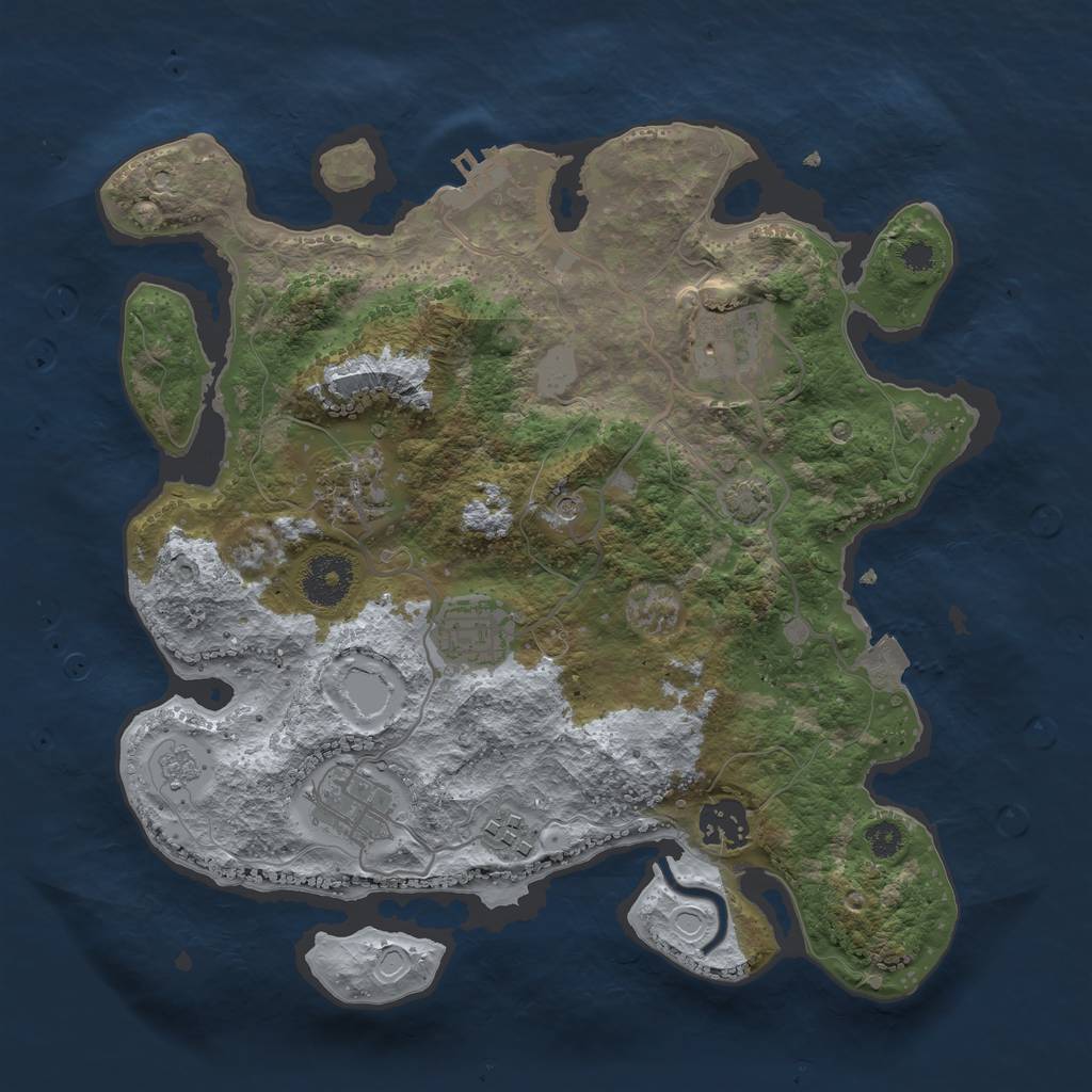 Rust Map: Procedural Map, Size: 3200, Seed: 500, 13 Monuments