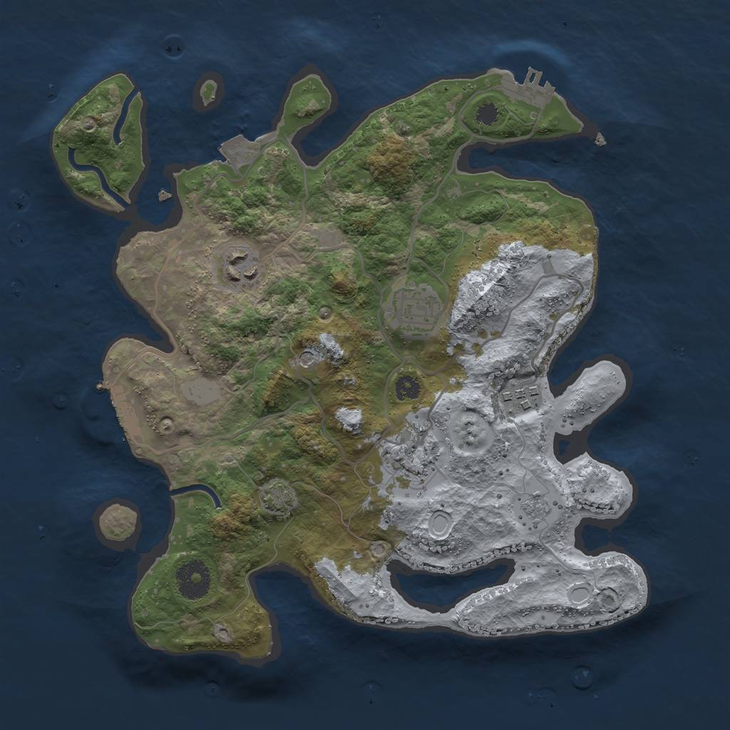 Rust Map: Procedural Map, Size: 3000, Seed: 1069873, 12 Monuments