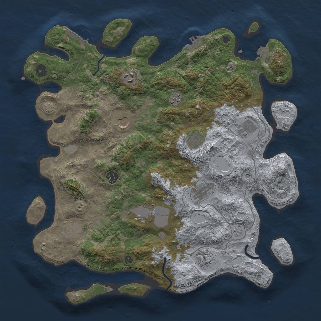 Rust Map: Procedural Map, Size: 4000, Seed: 363451, 18 Monuments