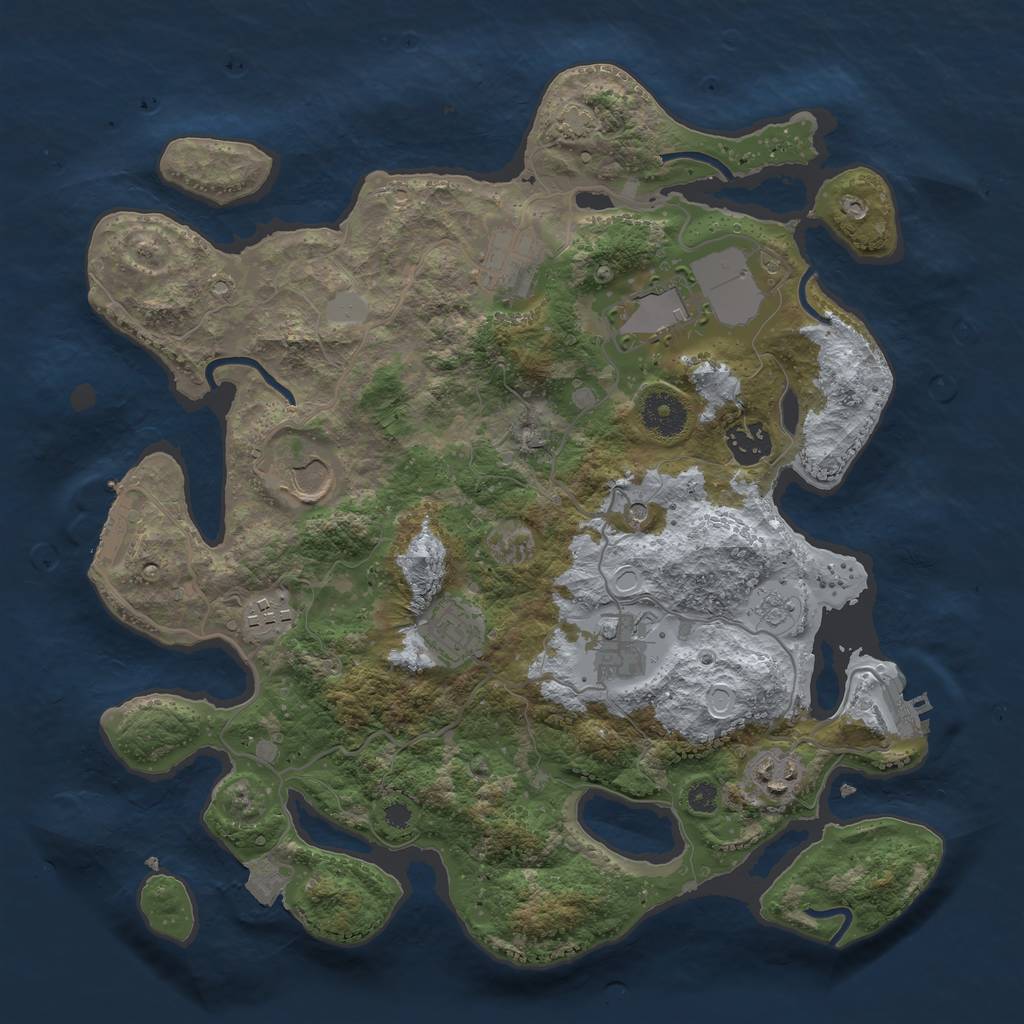 Rust Map: Procedural Map, Size: 3500, Seed: 1554231847, 16 Monuments
