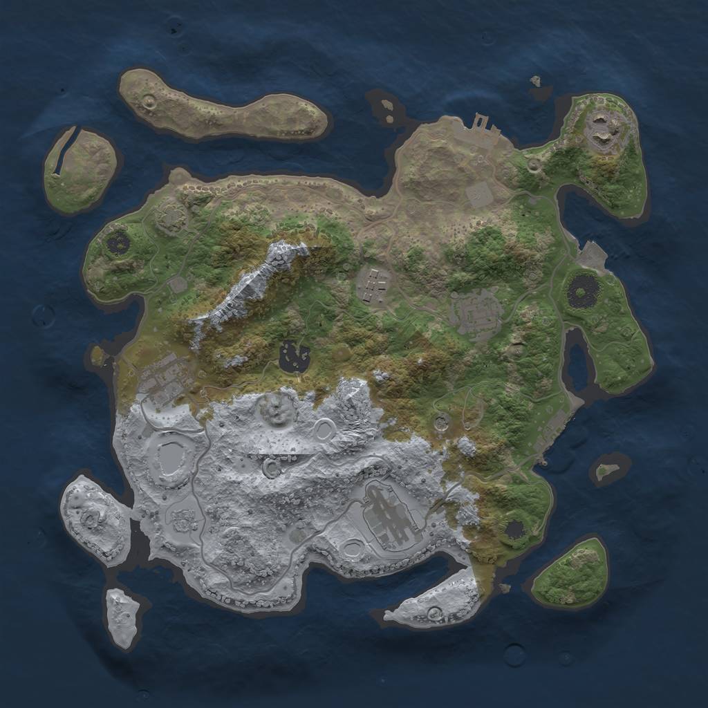 Rust Map: Procedural Map, Size: 3200, Seed: 54535, 14 Monuments