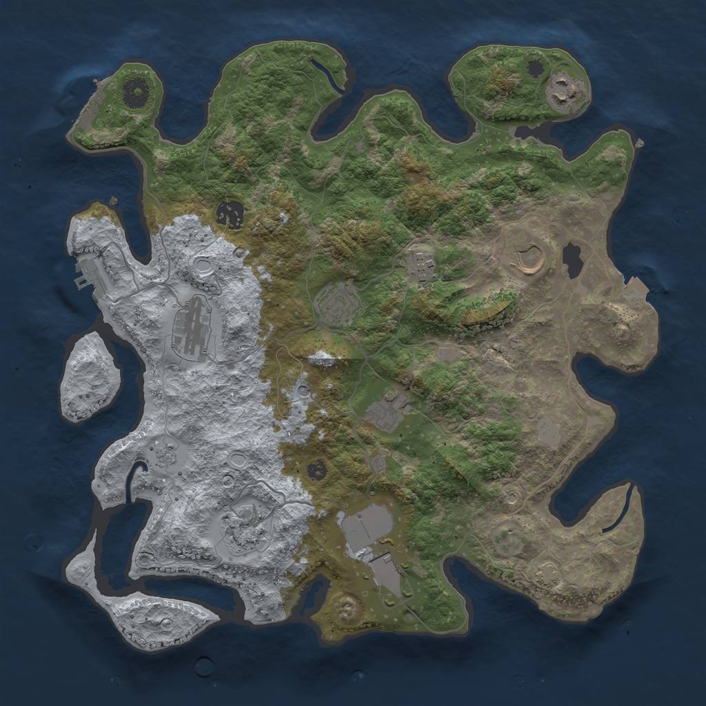 Rust Map: Procedural Map, Size: 3650, Seed: 28828594, 17 Monuments