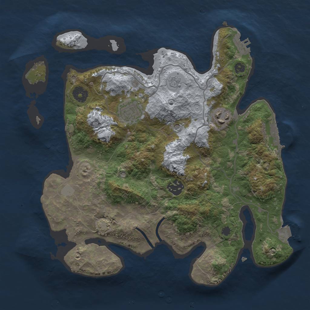 Rust Map: Procedural Map, Size: 3000, Seed: 4378, 11 Monuments