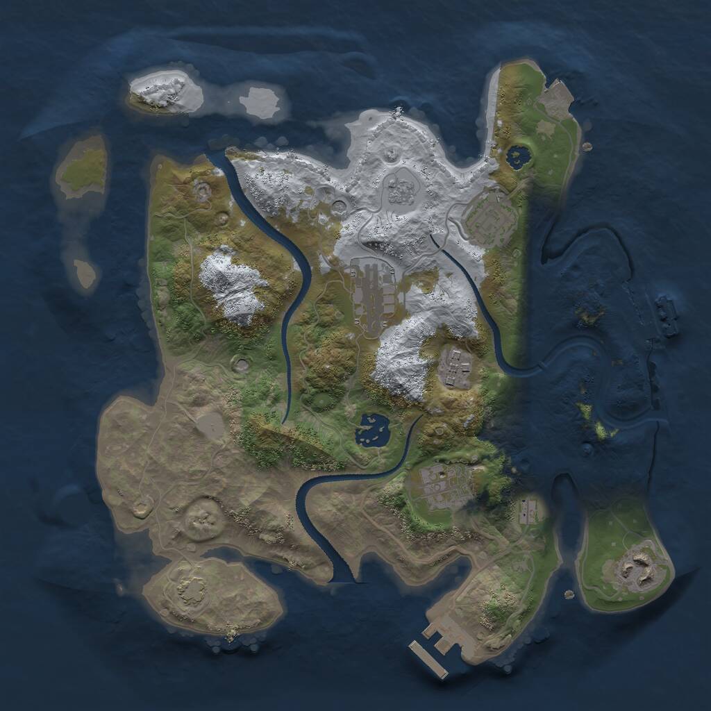 Rust Map: Procedural Map, Size: 3000, Seed: 4378, 12 Monuments