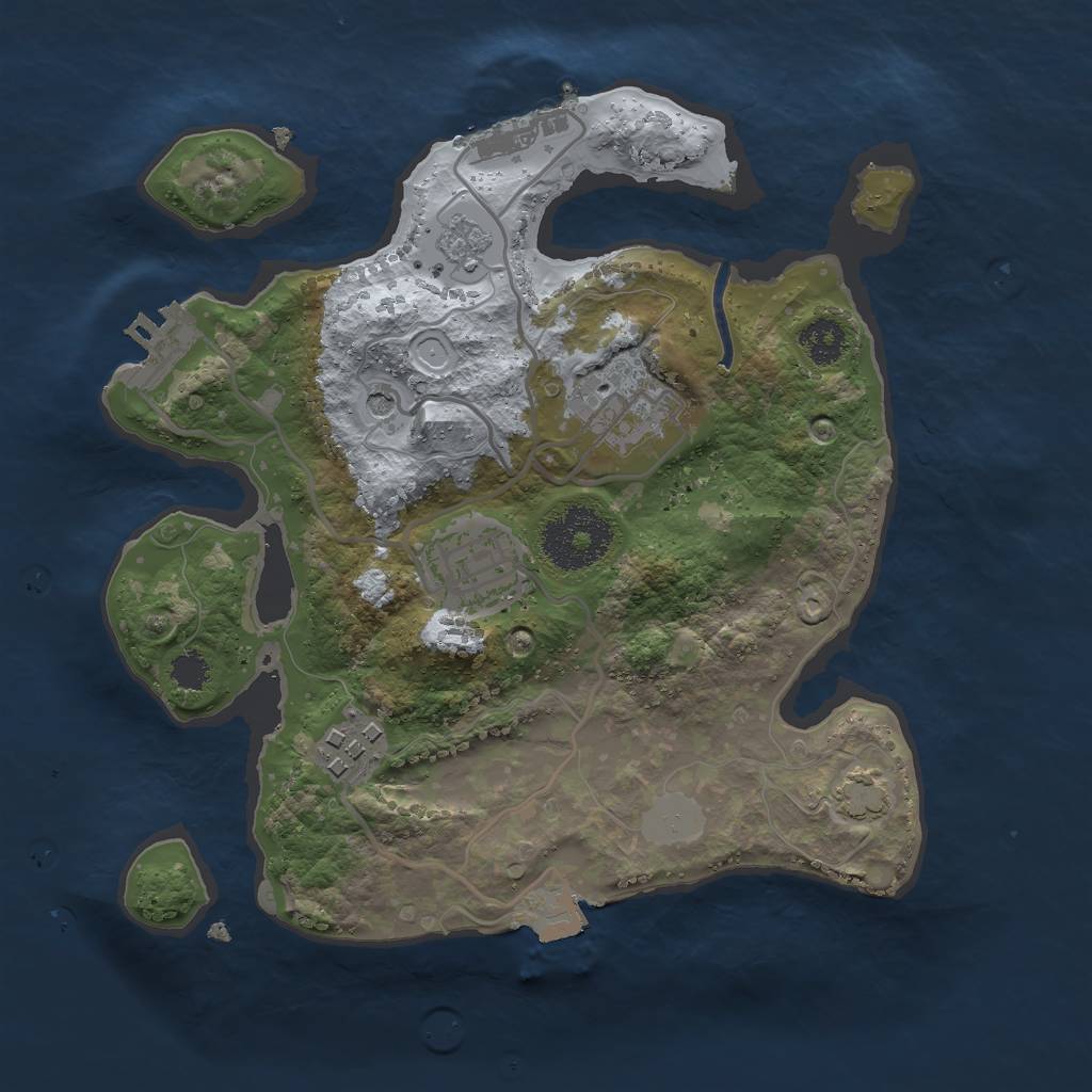 Rust Map: Procedural Map, Size: 2500, Seed: 1130982383, 11 Monuments