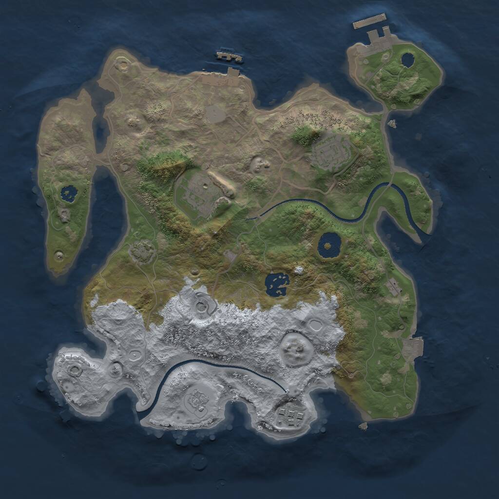 Rust Map: Procedural Map, Size: 3000, Seed: 12591258, 10 Monuments